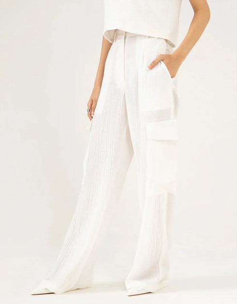 TEXTURED CARGO WIDELEG PANTS